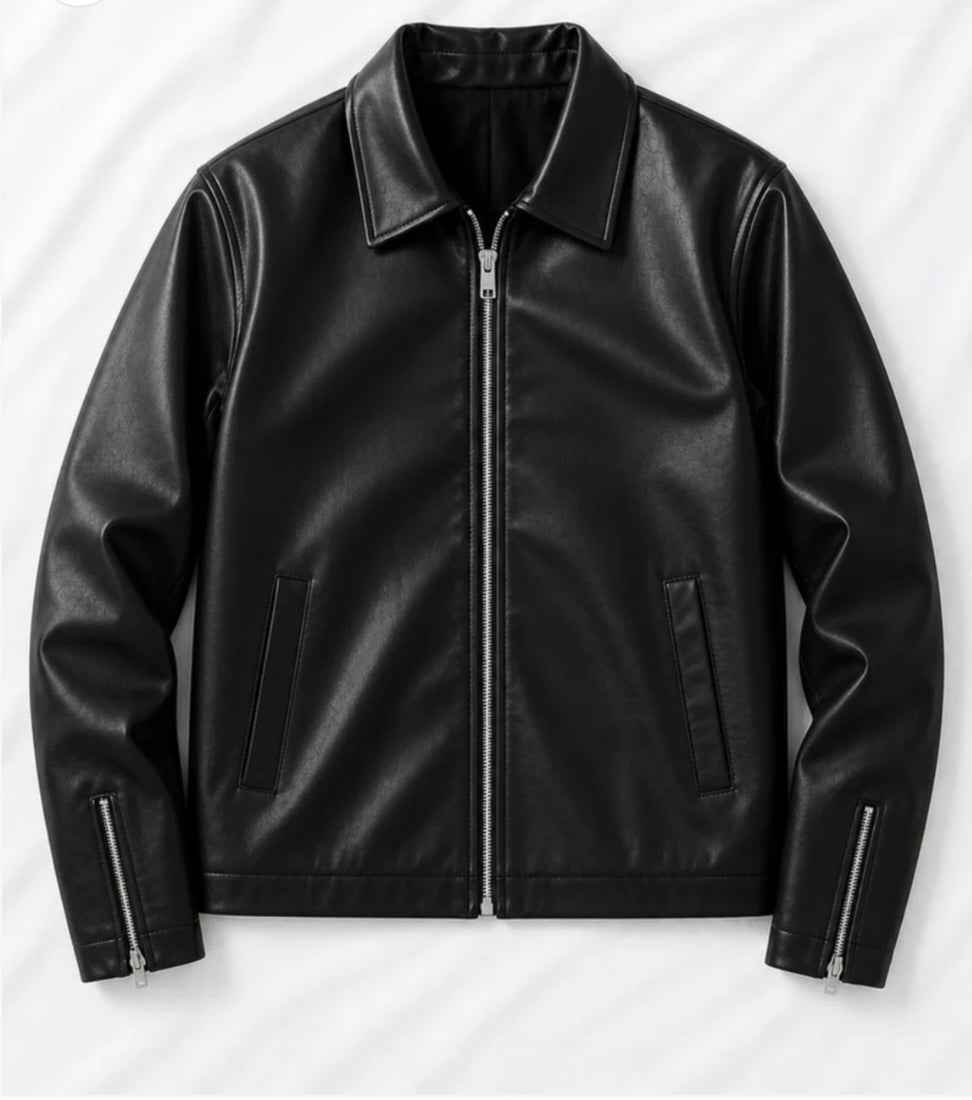 Classic Black Faux Leather Jacket