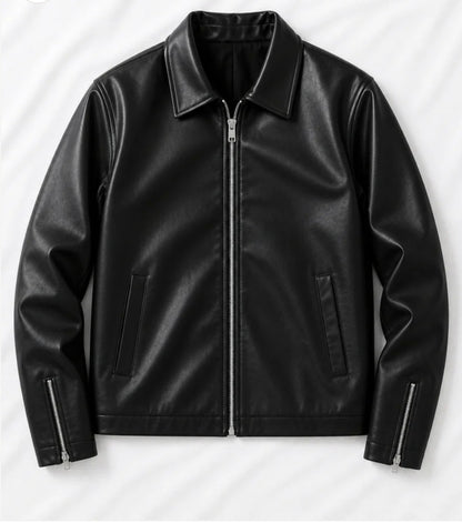 Classic Black Faux Leather Jacket