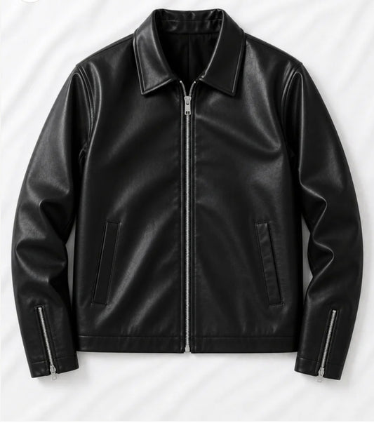 Classic Black Faux Leather Jacket
